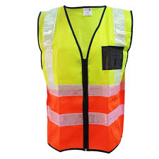 2TONE LIME/ORANGE REFLECTIVE SLEEVELESS WAIST JACKET, WHITE PVC TAPE