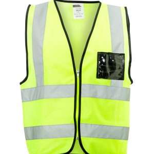 Safety Vest Reflective Zip ID Pocket Lime