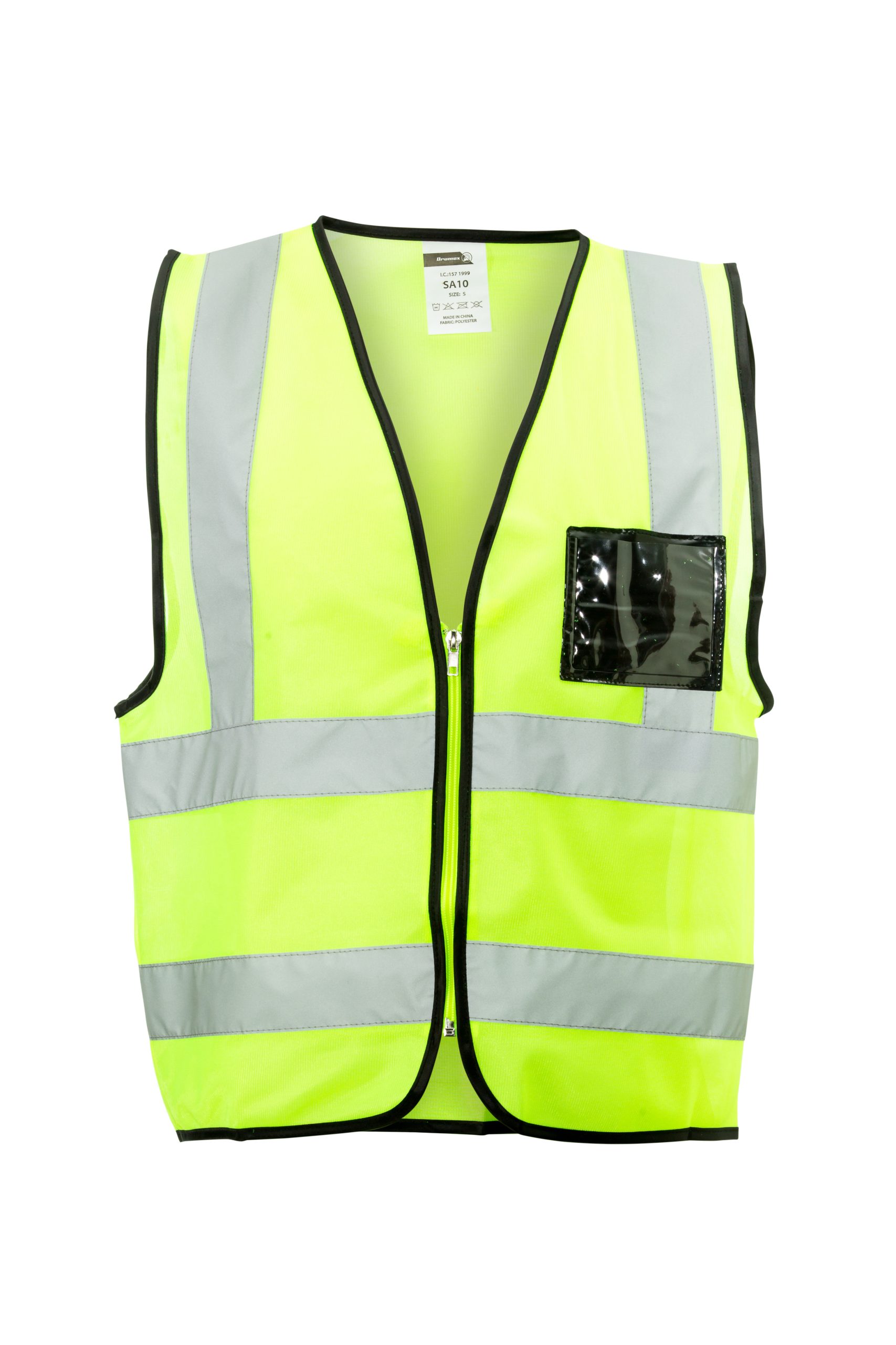 Safety Vest Reflective Zip ID Pocket Lime